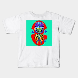 robot mojo gorilla ecopop in mexican patterns golden art Kids T-Shirt